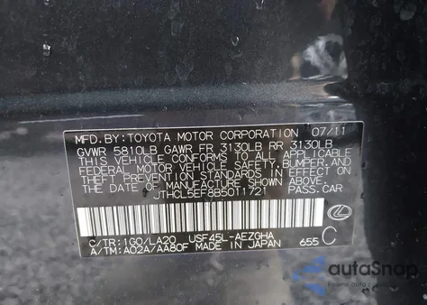 2011 Lexus Ls 460 z USA, uszkodzony, nr VIN JTHCL5EF8B5011721